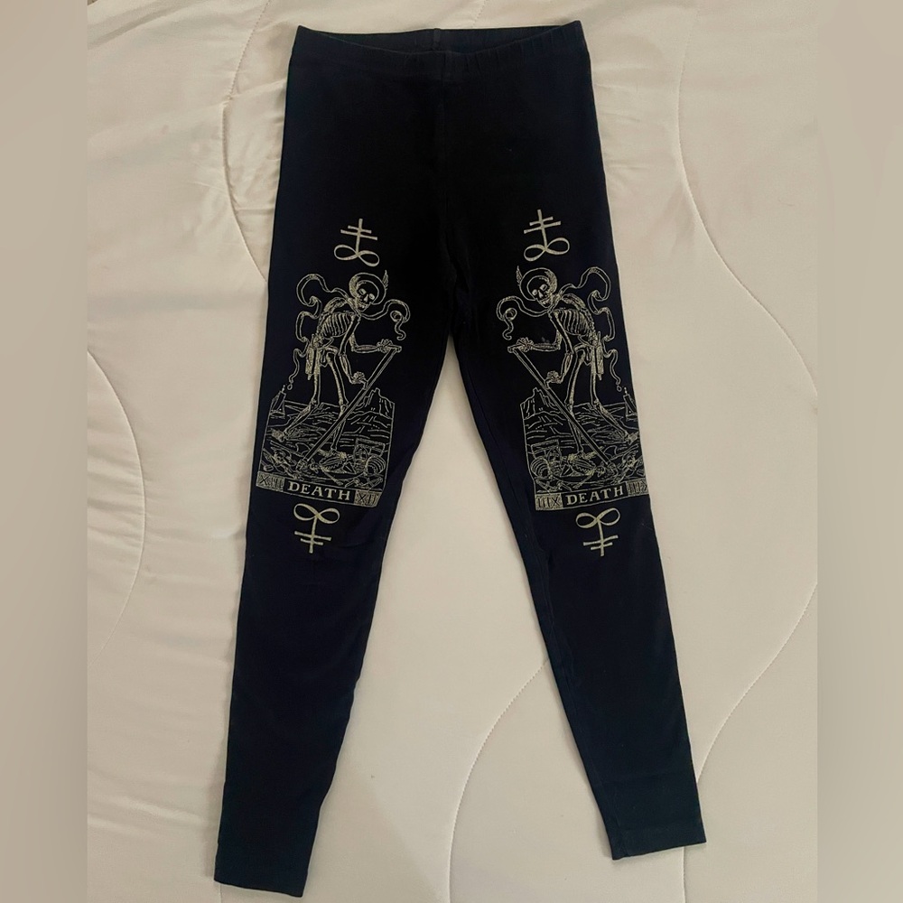 American apparel size small black cargo Black Death leggings.